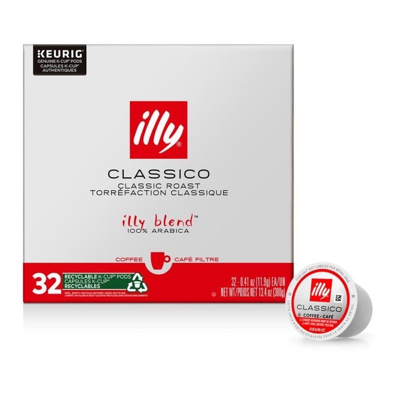 Illy Coffee K Cups - Pods For Keurig Machines â€“ Classico Roast - Caramel, Orange Blossom & Jasmine - Mild, Flavorful & Balanced Flavor - No Preservatives â€“ 32 Count - Image 1